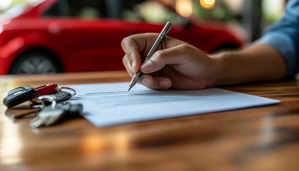Traspaso de vehículo con poder notarial firmado para cambio de propietario